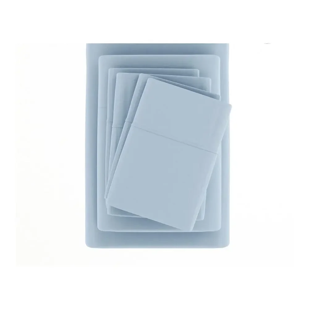Premium 6 Pc King Sheet Set Microfiber Light Blue Ultrasoft Hypoallergenic New